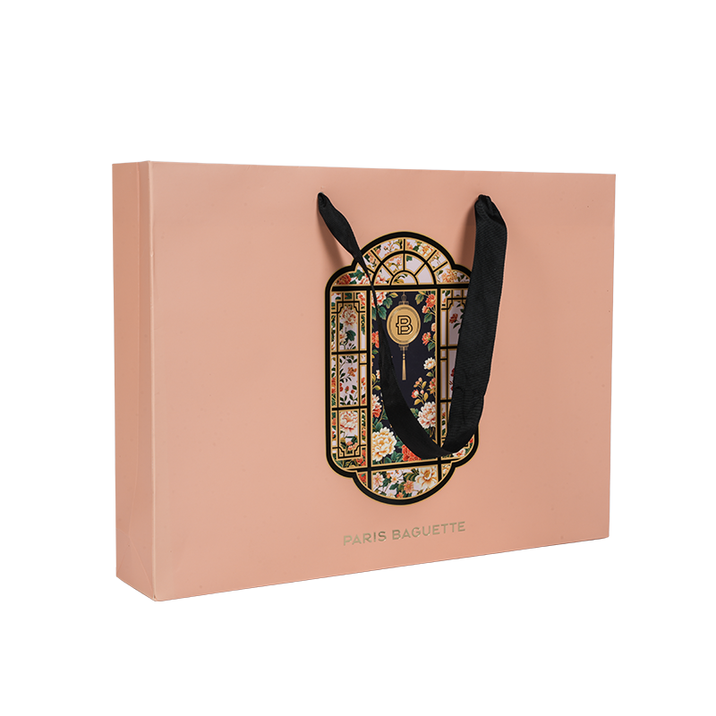 Aqua repugnans manubrio kraft/alba cardboard crustulam portare sacculum