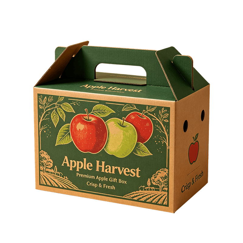 Una pars efficta kraft CONRUGIS cardboard fructus donum arca cum manubrio